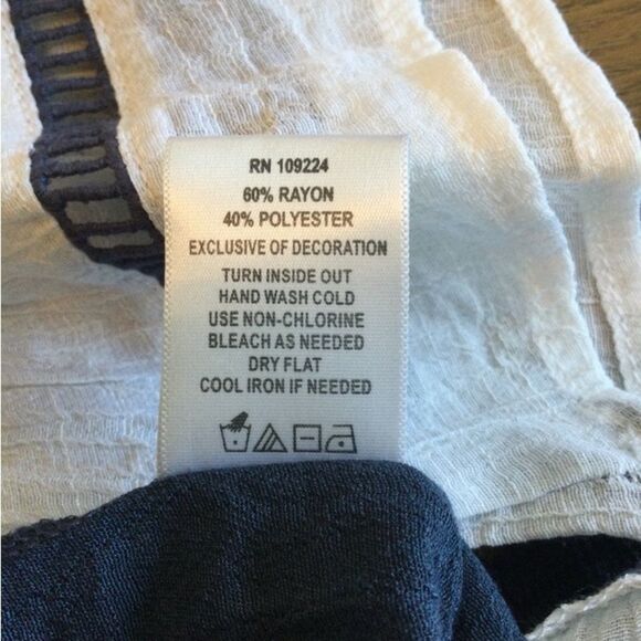 Indigo Soul Tunic Blouse Women’s Size Large Color Navy White 3/4 Sleeve - Picture 4 of 13